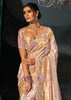 Golden Cream Embroidered Silk Saree
