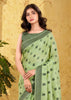 Pista Green Woven Linen Silk Saree