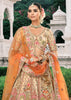 Beige & Orange  Heavy Embroidered Designer Lehenga