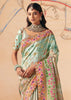 Ice Green Designer Embroidered Saree