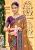 Bronze Brown Woven Banarasi Silk Saree
