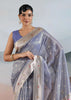 Bluish Grey Woven Banarasi Tissue Silk Saree