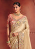 Classic Cream Designer Embroidered Saree