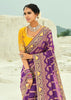 Purple Woven Georgette Bandhej Designer Saree