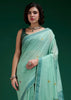 Sea Green Woven Cotton Jamdani Saree
