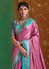 Lilac Pink Banarasi Satin Silk Saree