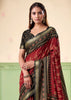 Earth Red Patola Printed Cotton Silk Saree