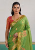 Summer Green Woven Silk Saree With Contrast Blouse