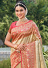 Gold Beige Woven Banarasi Silk Saree