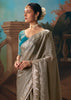 Fossil Grey Embroidered Designer Saree