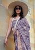 Lavender Purple Printed Georgette Silk Saree