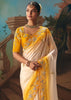Yellow White Embroidered Designer Saree