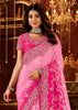 Blush Pink Embroidered Tissue Designer Saree
