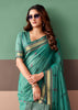 Teal Green Woven Cotton Silk Saree