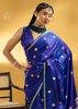 Indigo Blue Woven Banarasi Satin Silk Saree