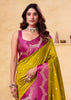Olive Green Woven Satin Silk Saree