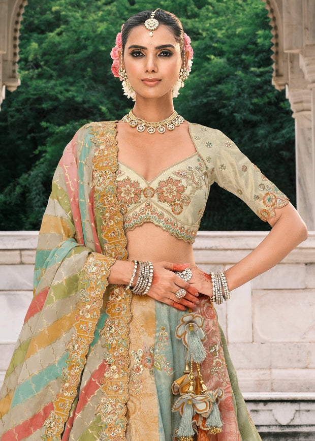 Off White Heavy Embroidered Designer Lehenga