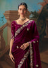 Wine Purple Embroidered Designer Saree