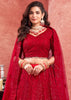 Poppy Red Net Embroidered Bridal Lehenga