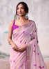 Lilac Pink Woven Banarasi Cotton Silk Saree