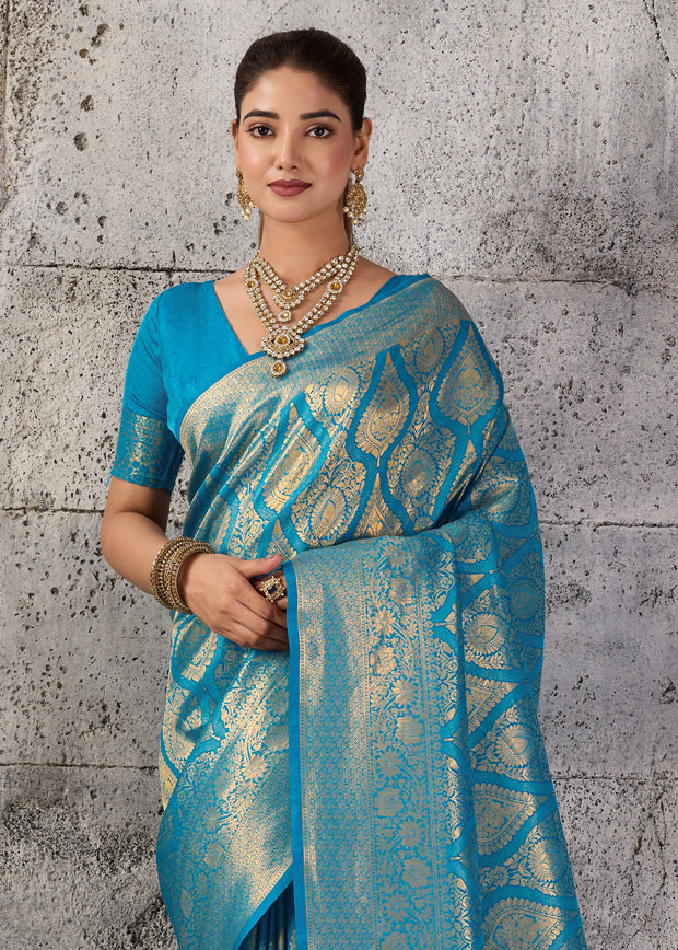 Blue Woven Kanjivaram Silk Saree