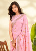 Blush Pink Woven Linen Silk Saree