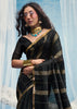 Black Woven Munga Cotton Saree