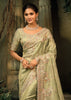 Pista Green Designer Embroidered Silk Saree