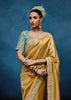 Misted Yellow Embroidered Designer Tissue Saree
