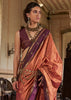 Peach Pink Banarasi Tussar Silk Saree