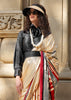 Off White Printed Satin Silk Saree