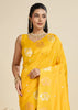 Bright Yellow Woven Bronze Zari Paithani Silk Sareee