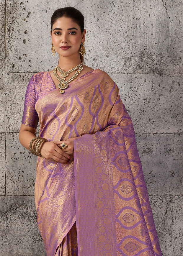 Purple Woven Kanjivaram Silk Saree