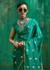 Marine Green Woven Banarasi Satin Silk Saree