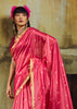 Peach Pink Banarasi Tusser Silk Saree