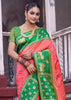Peach Pink Woven Banarasi Silk Saree
