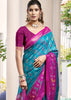 Teal Blue Woven Patola Silk Saree