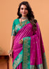 Magenta Pink Banarasi Satin Silk Saree