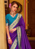 Ultra Purple Woven Banarasi Soft Silk Saree