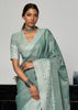Mineral Blue Woven Linen Silk Saree