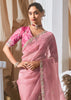 Rose Pink Designer Silk Saree