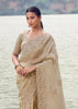 Elegance Ivory Woven Embroidered Tissue Silk Saree