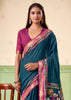 Coral Blue kalamkari Printed Cotton Silk Saree