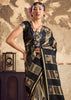Black And Golden Rangkat Satin Silk Saree