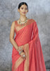 Coral Peach Woven Cotton Saree