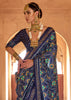 Navy Blue Printed Patola Silk Saree