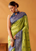 Lime Green Woven Banarasi Cotton Silk Saree