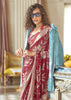Maroon Woven Georgette Silk Saree