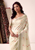 Antique White Woven Linen Silk Saree