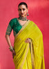 Lime Green Embroidered Soft Silk Saree With Contrast Blouse